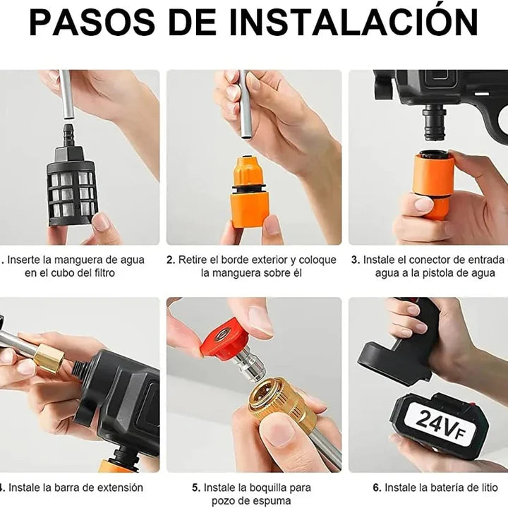🚿 Hidrolavadora Portatil recargable de alta presión - 2 Baterías 48 W