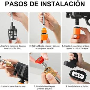 🚿 Hidrolavadora Portatil recargable de alta presión - 2 Baterías 48 W