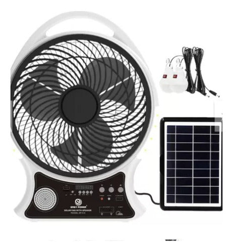 ABANICO RECARGABLE 14" SOLAR CON ALTAVOZ