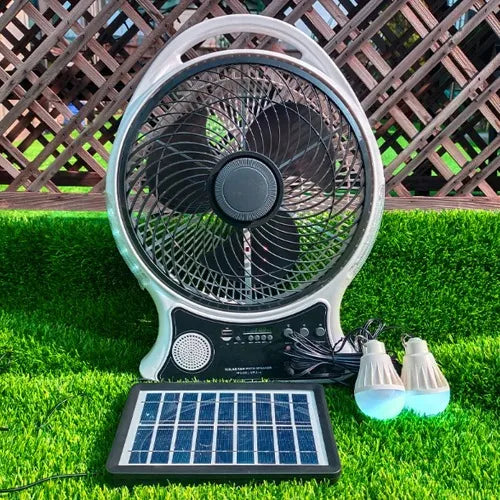 ABANICO RECARGABLE 14" SOLAR CON ALTAVOZ