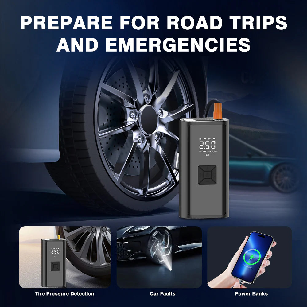 🚗 Compresor de Aire Inalámbrico Digital – Potencia Portátil, Seguridad al Instante