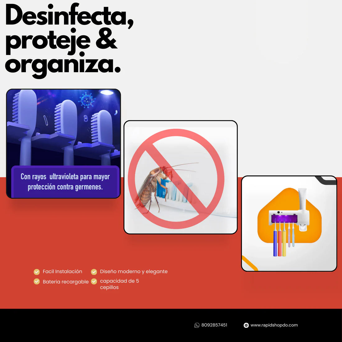 Porta Cepillo con Esterilizador UV – Higiene y Funcionalidad en un Solo Equipo